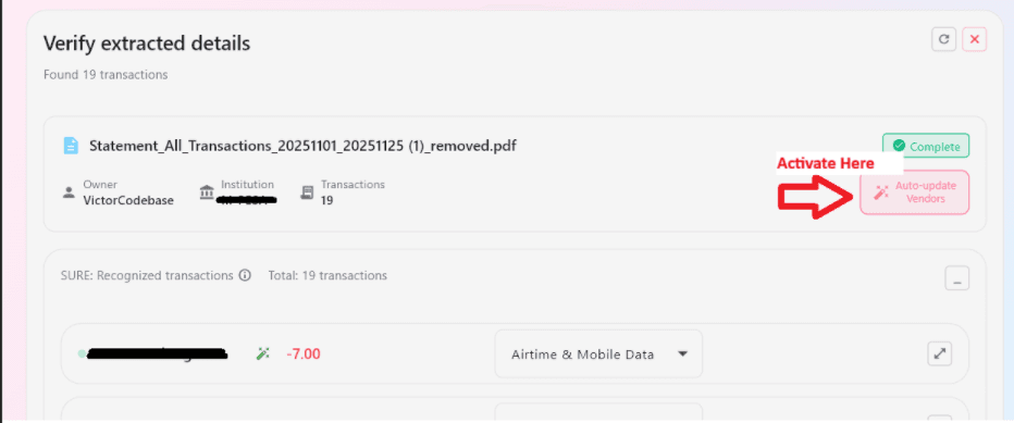 Re-enable vendor recognition steps